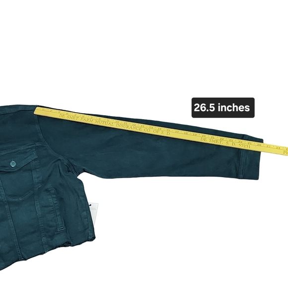 JUDY BLUE Cropped Denim Jacket Plus 3XL Teal Raw Hem Stretch JB7864 NEW - Picture 10 of 15